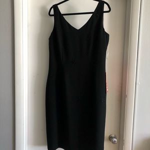 Evan Picone Black Beaded Sleeveless Midi Dress